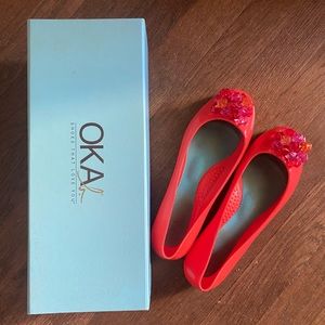 Orange bejeweled, Oakabe flats, women’s size 6